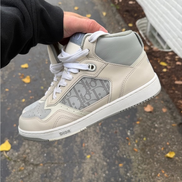 Dior High-Top Sneakers in Gray and White